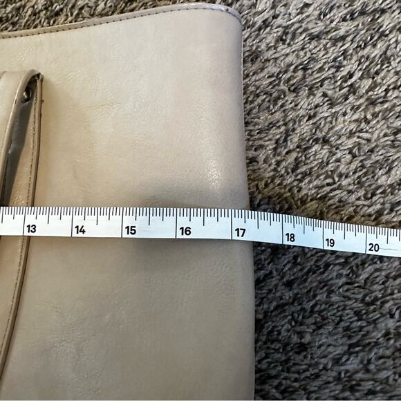 Classic Taupe Faux Leather Tote Bag Large‎ Capacity Shoulder Handbag Work - Picture 6 of 8